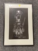 A signed limited edition Robert Olley print - Miner, 56/500 in frame.