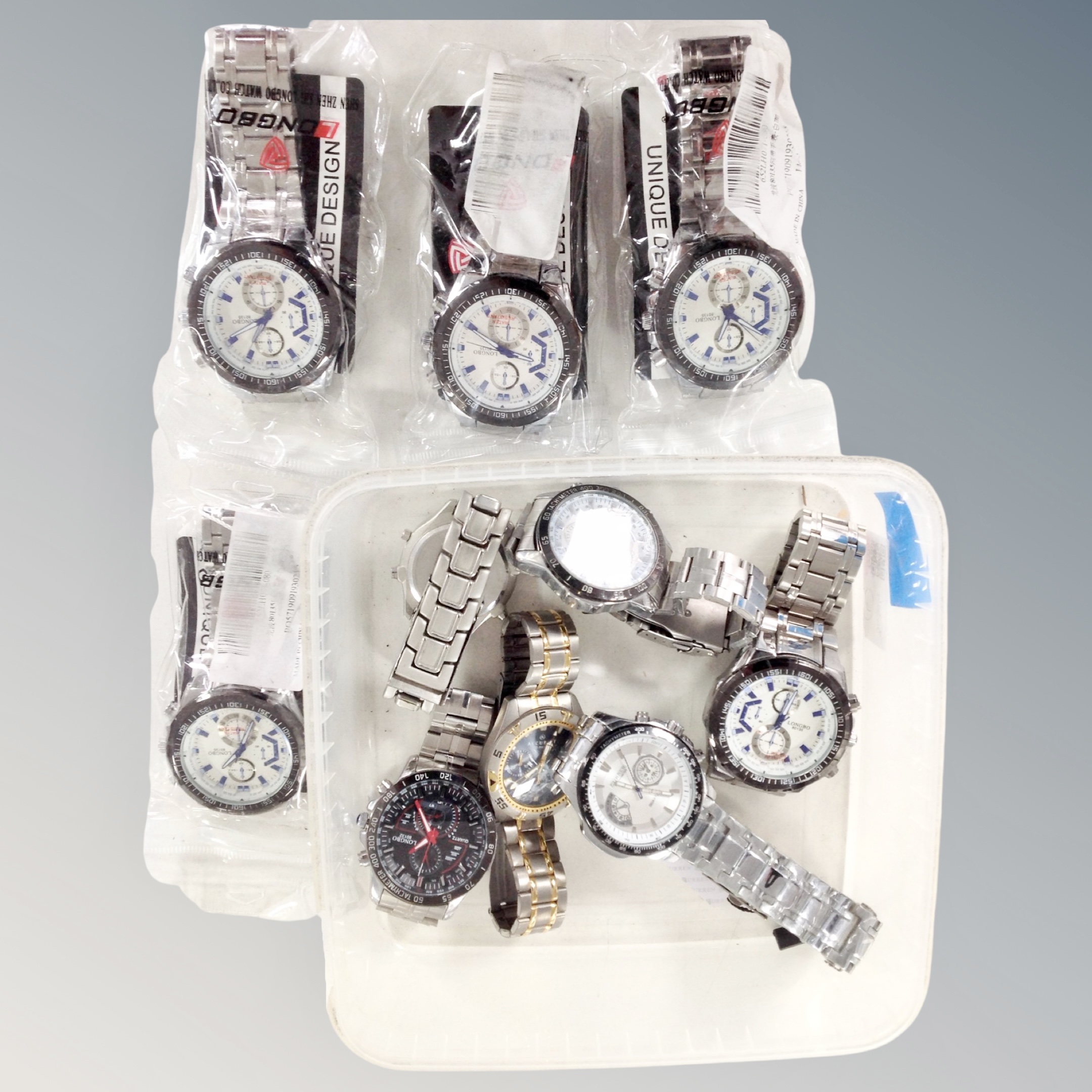 A box of ten assorted Gentleman's dress watches