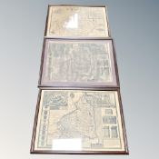 Three antique style maps of Durham and Northumberland