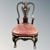 A 19th century Queen Anne style dining chair with leather seat