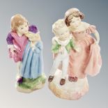 Two Royal Worcester Freda Doughty design figures : Babes in the Woods 3302 and Sister 3149