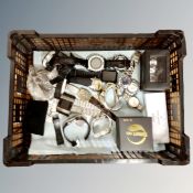 A basket containing assorted Gent's wrist watches, Smiths Empire, Casio, Ben Sherman,