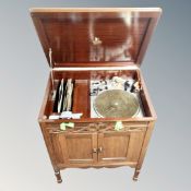 An early 20th century Stonia Super model gramophone and 78's in mahogany cabinet
