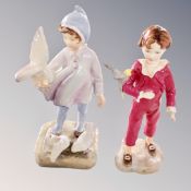 Two Royal Worcester Freda Doughty design figures : Parakeet 3087 and Fan Tails 3760