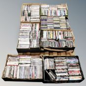 A pallet of seven boxes of CDs and DVDs, various