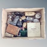 A box of collectables - late 19th century flip book 'The fight', miniature pistol,