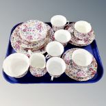 A tray of twenty one pieces of old Royal floral pattern bone china