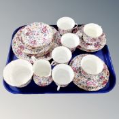 A tray of twenty one pieces of old Royal floral pattern bone china