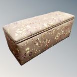 A 19th century blanket box with upholstered top