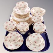 Thirty nine pieces of antique Foley china pink rose tea china