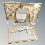 An onyx smoker's stand together with gilt framed mirror,