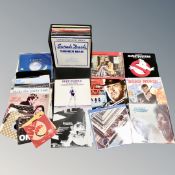 A box of vinyl lps and 7 inch singles - Deep Purple, The Beatles, Michael Jackson,