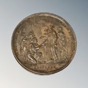 A rare French bronze medallion by Duvivier dated 1775