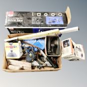A B & Q precisions mitre saw, boxed, together with a further box of halogen work light,