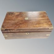 A Victorian mahogany brass bound fitted travelling box