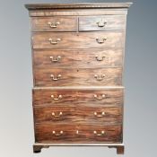 A George III mahogany eight drawer chest on chest