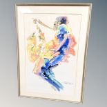 A Michael Smiroldo watercolour, Jazz study,