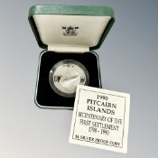 A Pitcairn Islands silver dollar proof coin