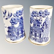 A pair of Copeland Spode willow pattern china vase,