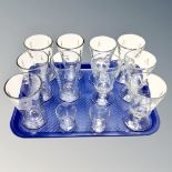 A tray of twelve shot glasses,