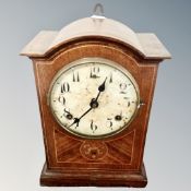 A late Victorian inlaid marquetry mantel clock