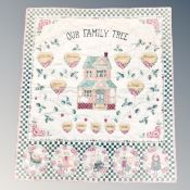 A family tree fabric wall hanging