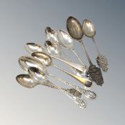 A collection of silver rifle and regimental spoons