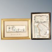 A Stevengraph 'The Good Old Days' and an antique map of Lincolnshire