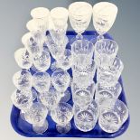 A tray of good quality crystal drinking glasses