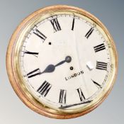 A 19th century circular single fusee wall timepiece (a/f)