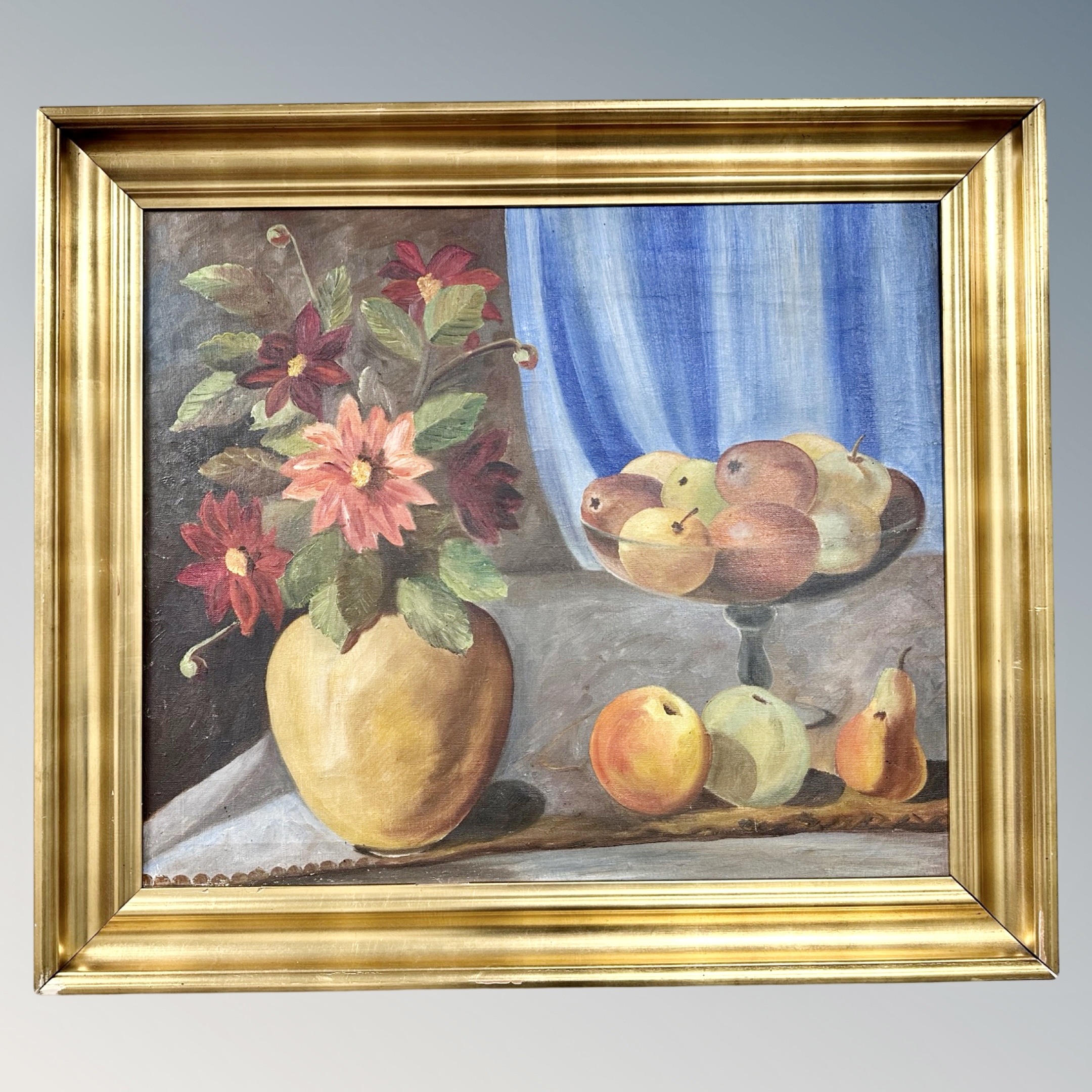 Continental school : oil on canvas, still life with fruit,