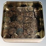 A tin of Queen Victoria pennies,