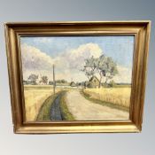 Continental school : oil on canvas, rural lane,