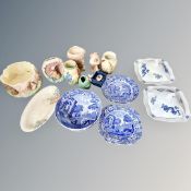 A group of ceramics to include Copeland Spode blue and white, Art Deco vases, Sylvac planter,