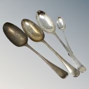 Four heavy Georgian silver spoons
