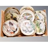 A box of collector's plates, Franklin Porcelain Waterbirds of the World, Garden Year collection,