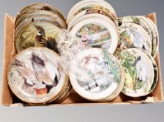 A box of collector's plates, Franklin Porcelain Waterbirds of the World, Garden Year collection,