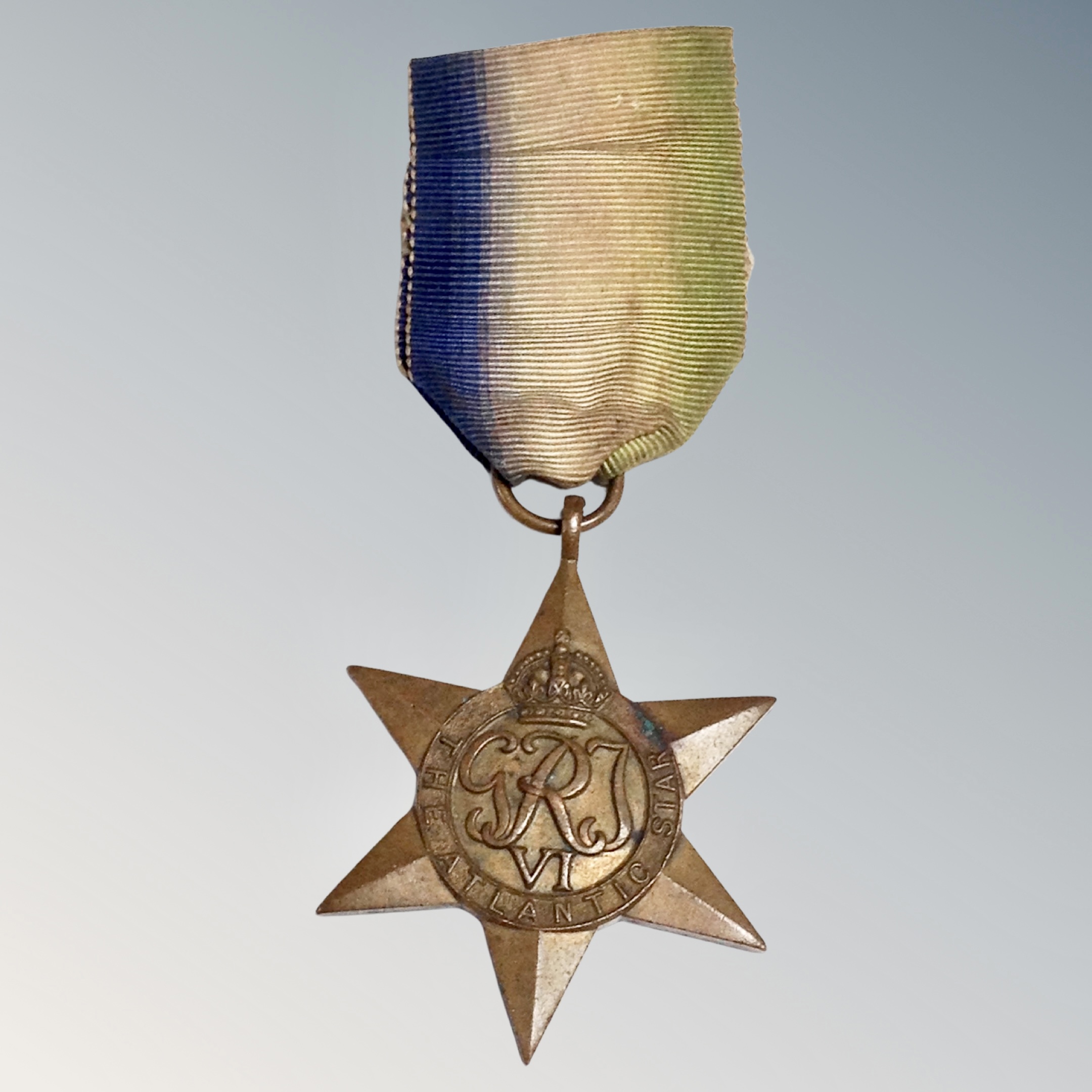 A WW II Atlantic star medal on ribbon