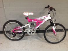 A Magna 5 speed Index shifting sparkler girl's full suspension mountain bike
