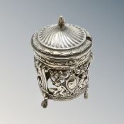 An early French silver mustard pot, circa 1800, lacking liner, 5.2oz.