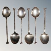 A set of six Art Deco teaspoons, Sheffield 1923.