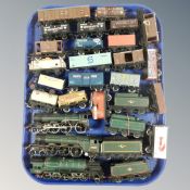 A tray of rolling stock, locomotives, wagons, Hornby,