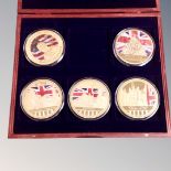 A set of five 24ct gold plated Armistice Courts of law,