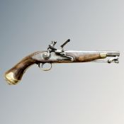 A replica 18th century style flintlock pistol.