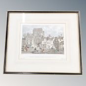 A John Gross signed limited edition hand coloured engraving - Hexham Market Place no.