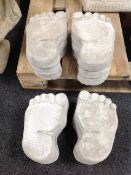 Six pairs of concrete 'feet' stepping stones (12)