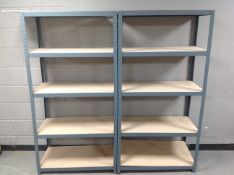 Two sets of five tier multi purpose shelves