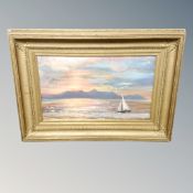 An oil on canvas - Sailing boat on open water,