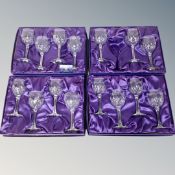 A set of fifteen Edinburgh crystal wine glasses in four boxes
