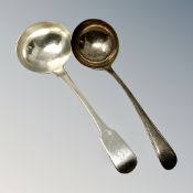 Two Georgian silver ladles